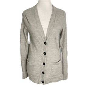Wallace‎ Gray Cardigan Sweater Merino Wool Size Medium